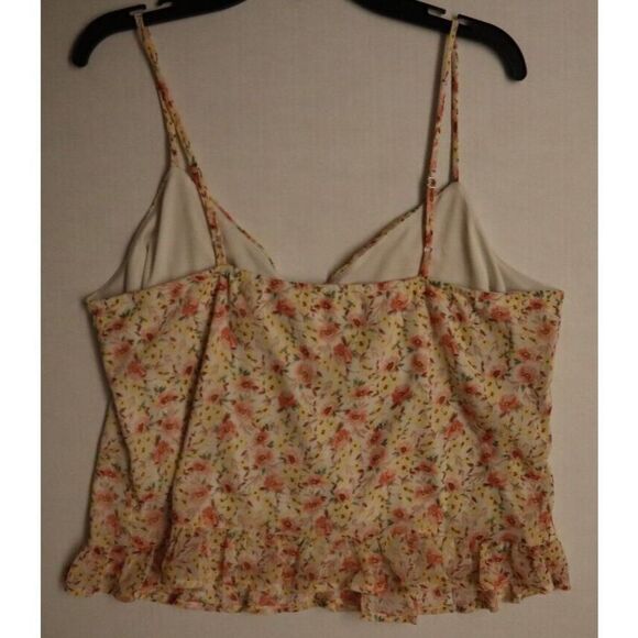 Lush T17630 047 Women's Sz M Cream Floral Spaghetti Strap Ruffle Tank Top - Picture 4 of 4